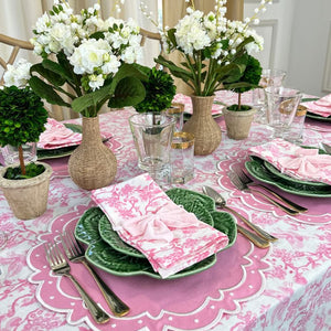 pink embroidered placemat, pink placemat