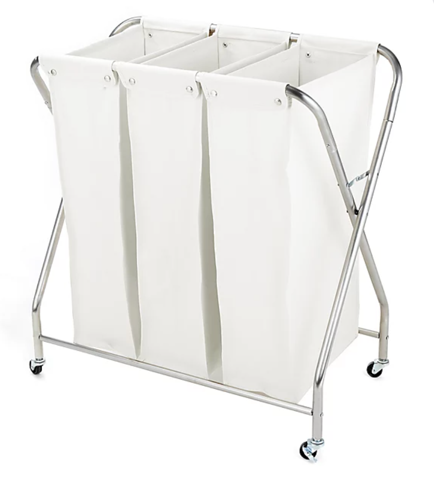 3-Compartment Rolling Laundry Sorter with Removable Bags