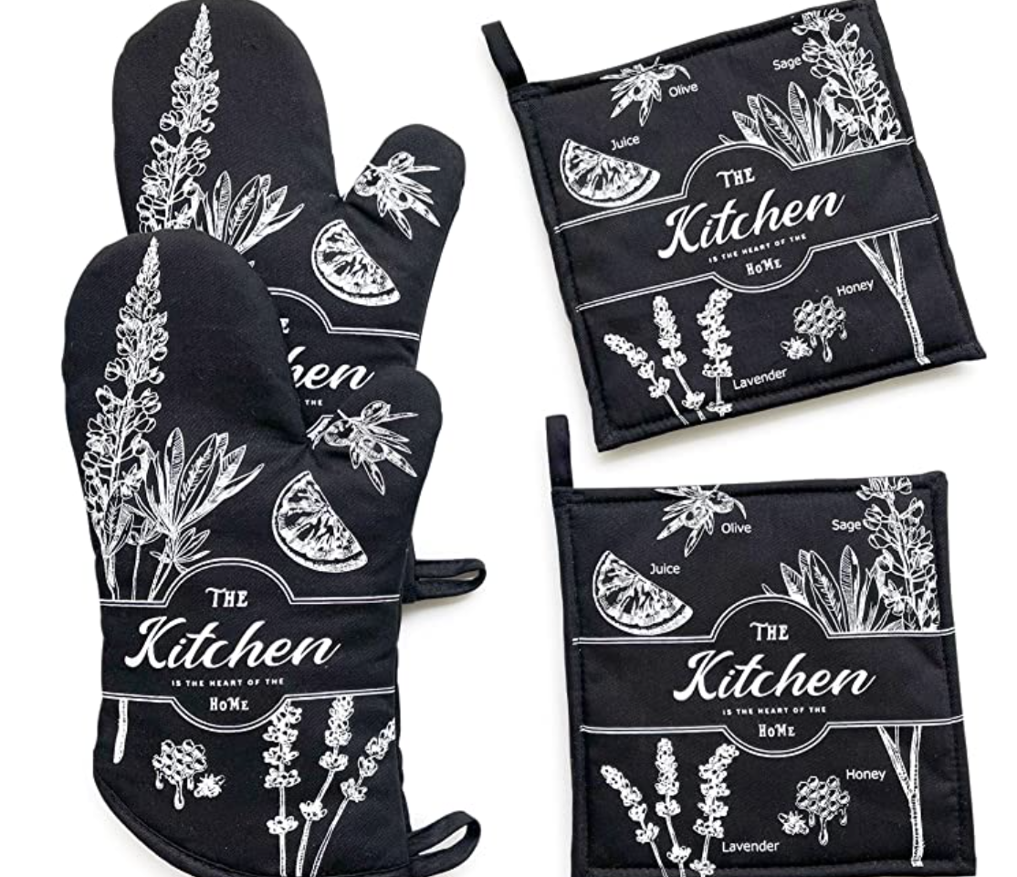 Black Oven Mitts Pot Holders