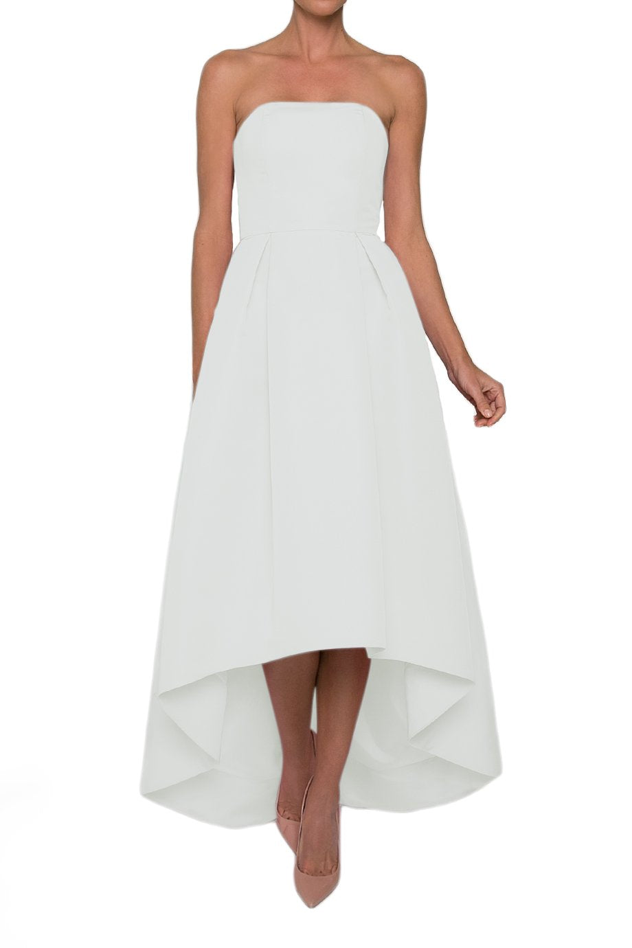 Silk Faille Strapless High-Low Gown White