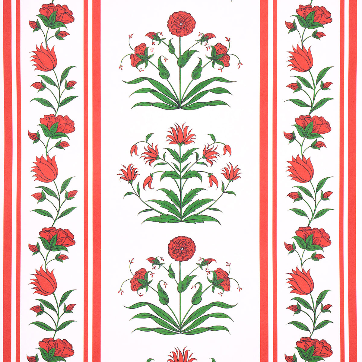 Poppy Stripes Wallpaper in Red