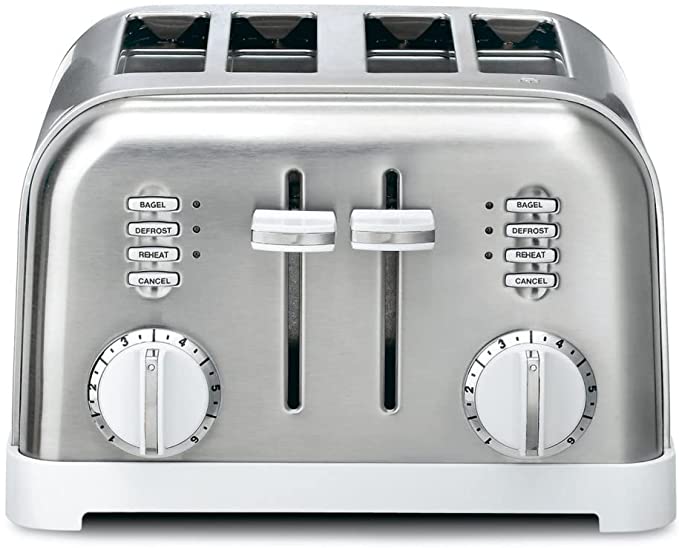 Cuisinart 4-Slice Metal Classic Toaster, White/Stainless Steel