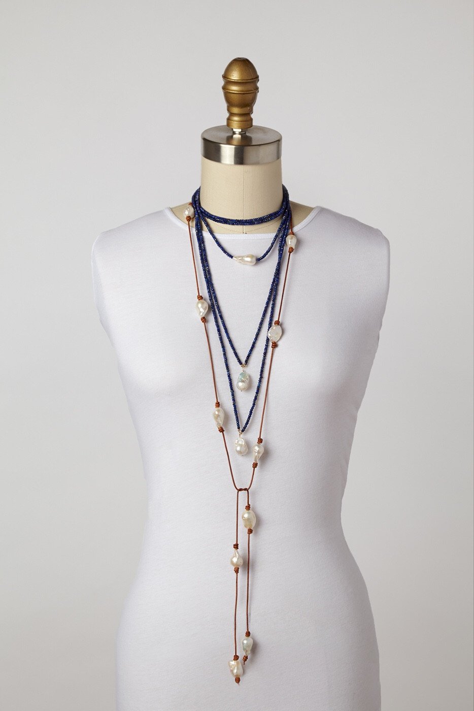 Lapis Double Strand Gemstone Lariat