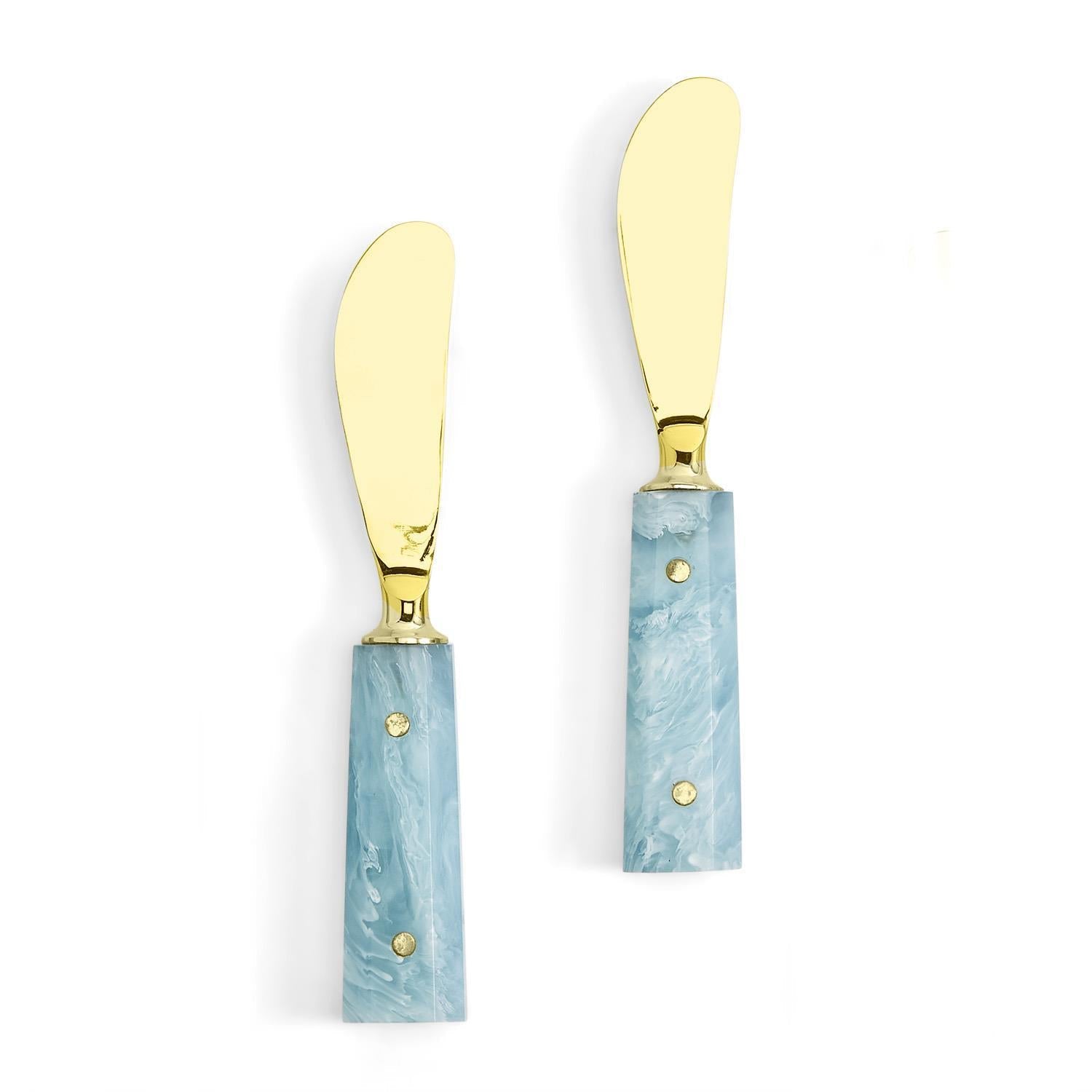 Aqua Swirl Handle Spreaders, Set of 2