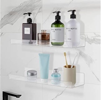 Clear Acrylic Shelves for Wall Storage, 15" (set of 4)