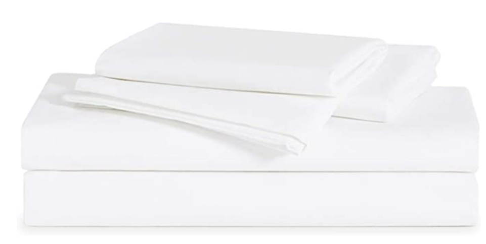 Brooklinen Luxury Sateen Core Sheet Set, Queen Size in White - Fitted Sheet, Flat Sheet, 2 Pillowcases | Best Sheets