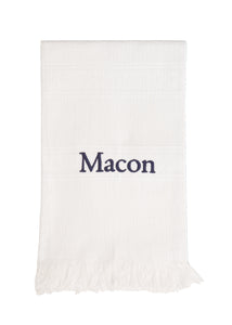 Monogrammed Cotton Kitchen Towel in White, Set of 2