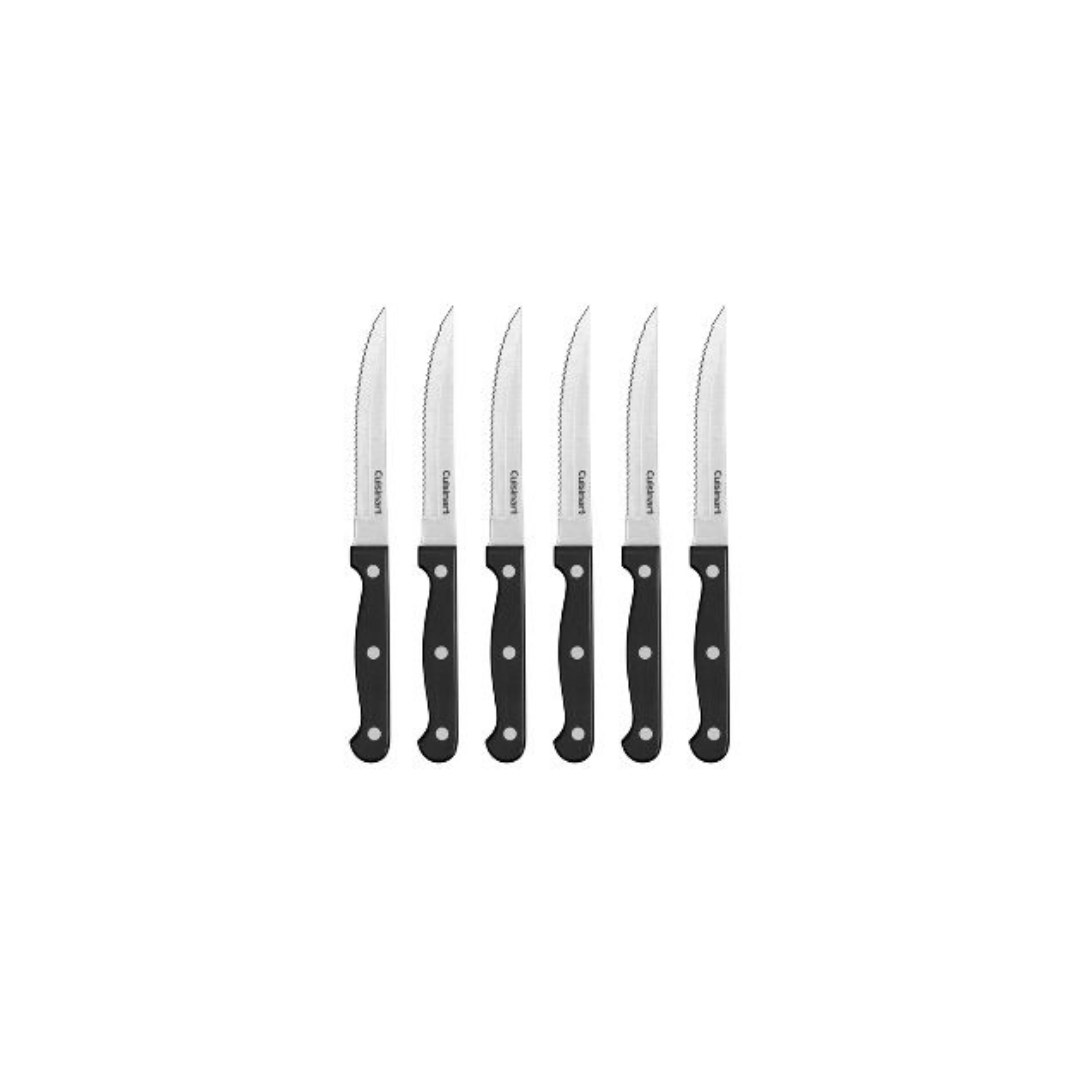 Cuisinart 6pc Stainless Steel Triple Rivet Serrated Steak Knives with Blade Guards - C77TR-6PSK