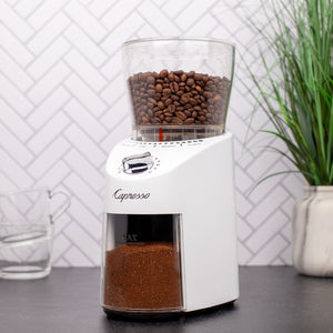 Infinity Plus Conical Burr Coffee Grinder in White