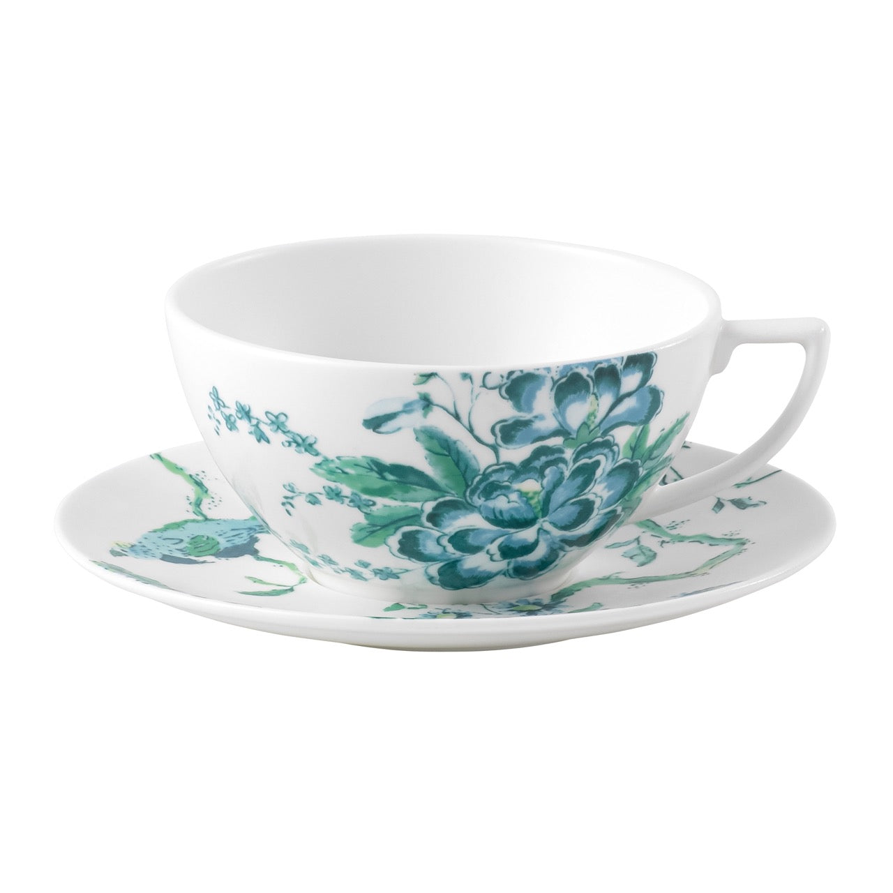 Chinosserie White Teacup & Saucer