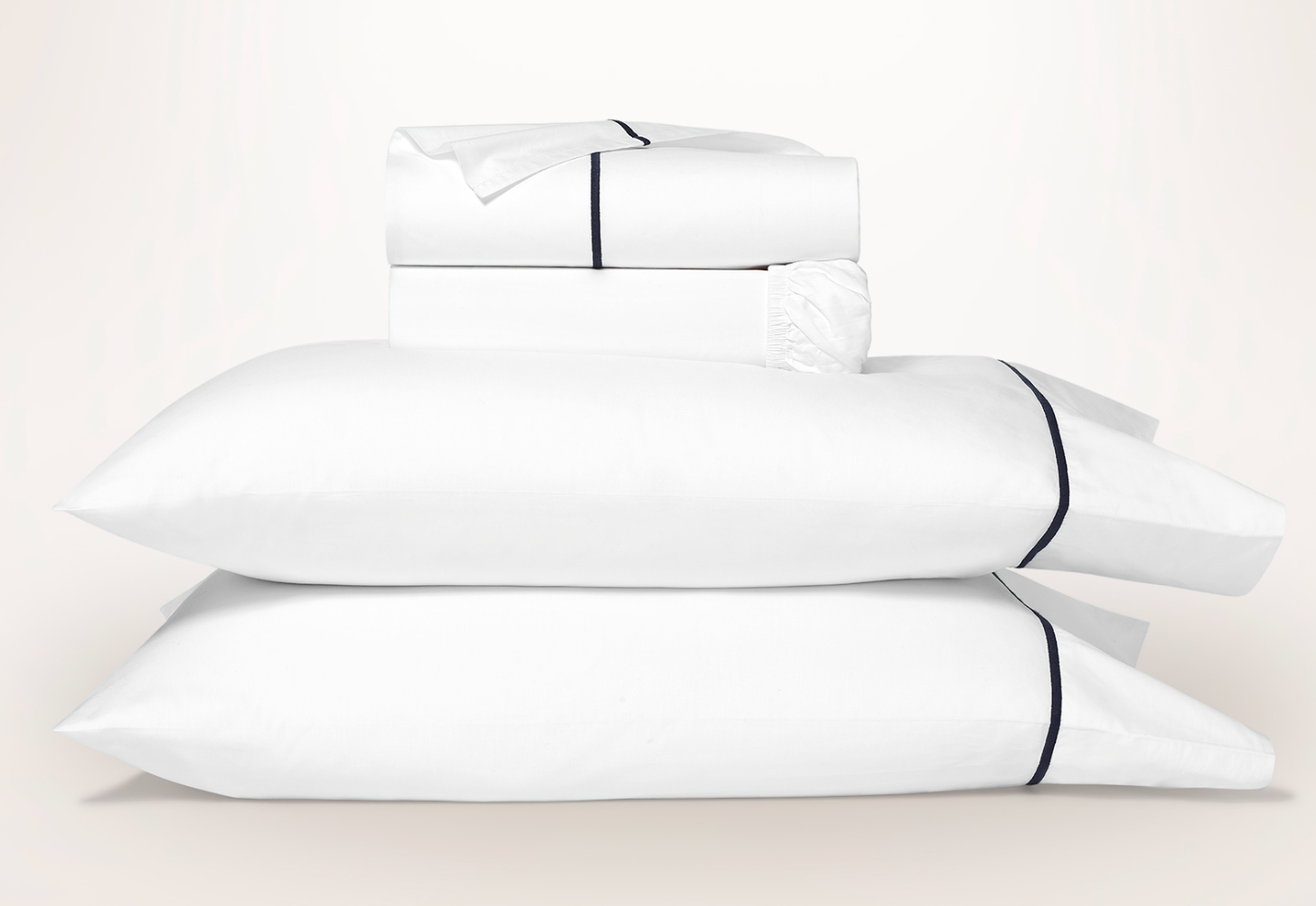 Signature Embroidered Sheet Set | King, White & Navy