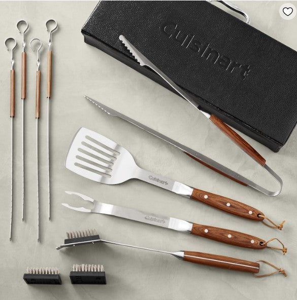 Cuisinart Premium Wood-Handled Grill Tools, 10 Piece Set