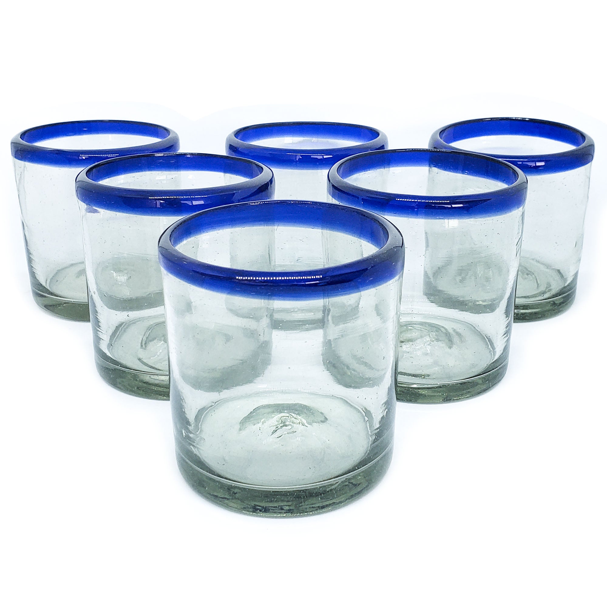Cobalt Blue Rim 8 oz DOF Rock Glasses (set of 6)