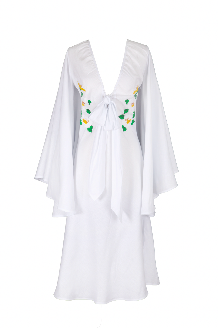 FANM MON IBOLE 100% Linen Dress M / White