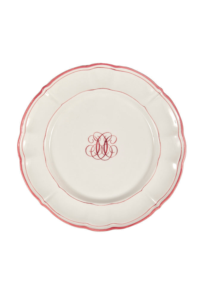 Bespoke Milano Plate with Central Monogram and Rim, Set of 12