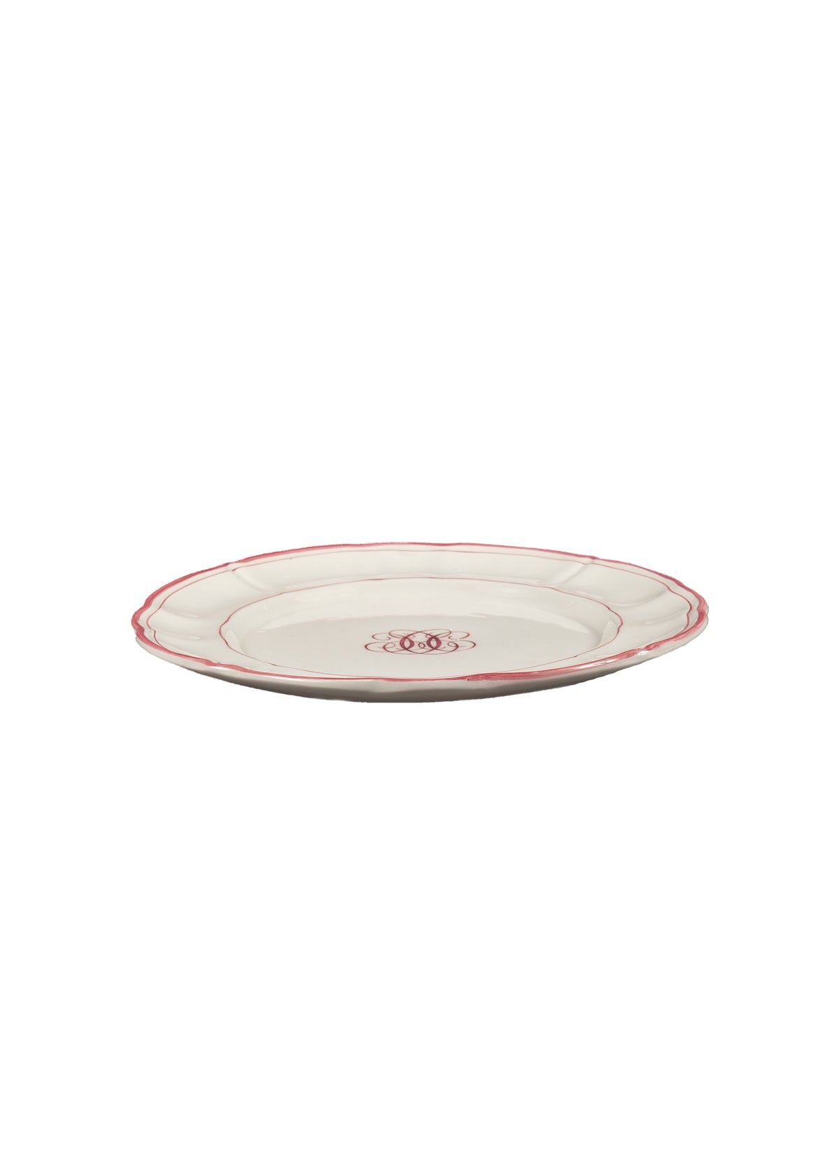 Bespoke Milano Plate with Central Monogram and Rim, Set of 12