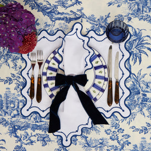 Luna Blue Marni Embroidered Blue Placemats, Set of 4