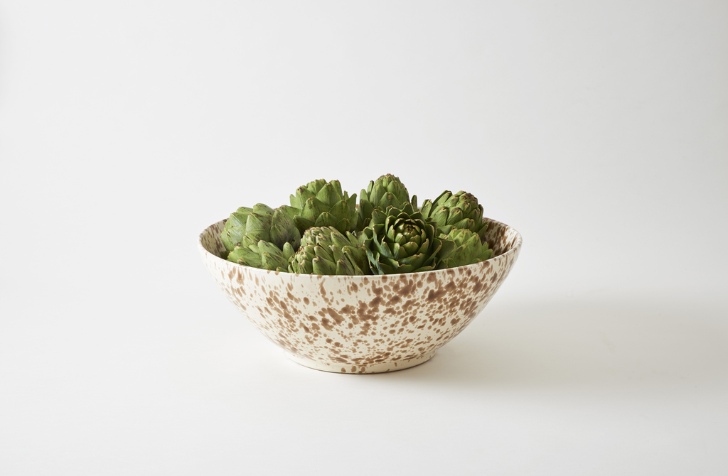 Brown on Cream Splatterware 18 Inch Serving Bowl