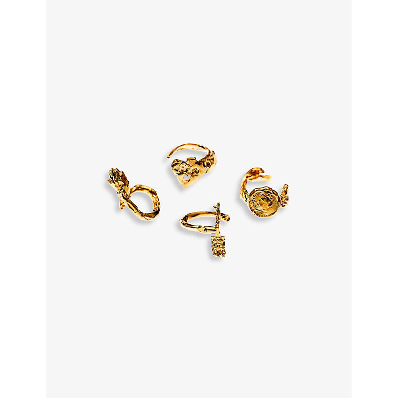 ALIGHIERI                    The Bacchus 24ct yellow gold-plated brass glass markers set of four