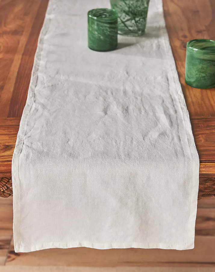 Edison Linen Table Runner, Ivory