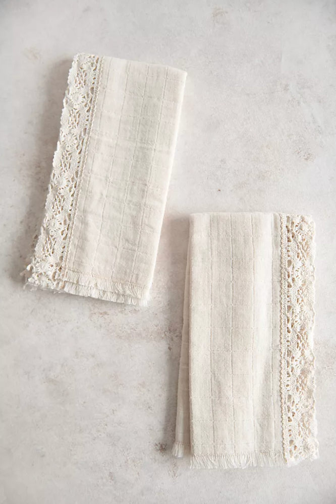 Connected Goods Cotton and Lace Napkin Set