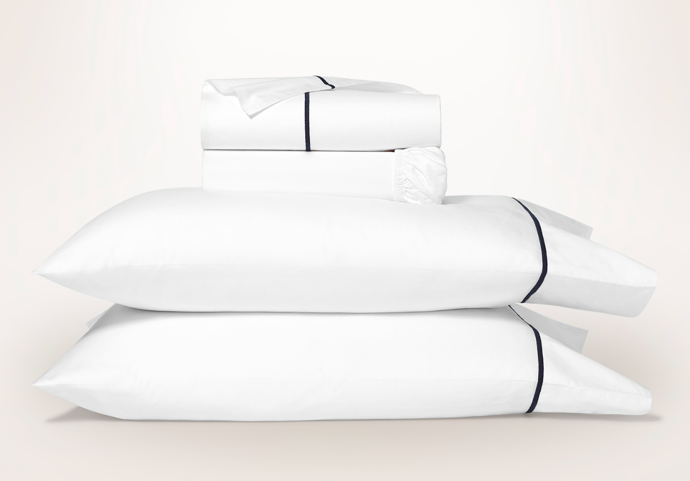 Signature Embroidered Sheet Set | King, White & Navy