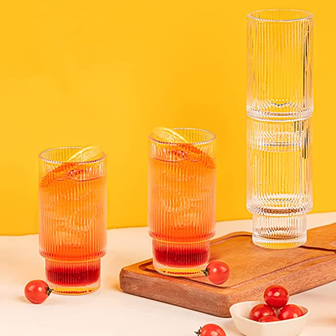Combler Ribbed Glass cups- Set of 8