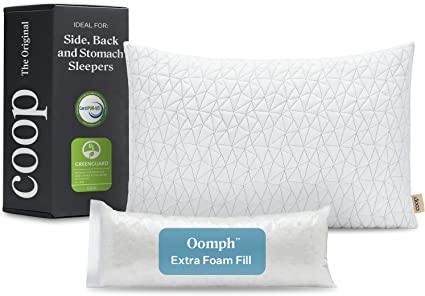 Coop Home Goods Original Loft Pillow King Size Bed Pillows for Sleeping - Adjustable Cross Cut Memory Foam Pillows - Medium Firm Back, Stomach and Side Sleeper Pillow - CertiPUR-US/GREENGUARD Gold