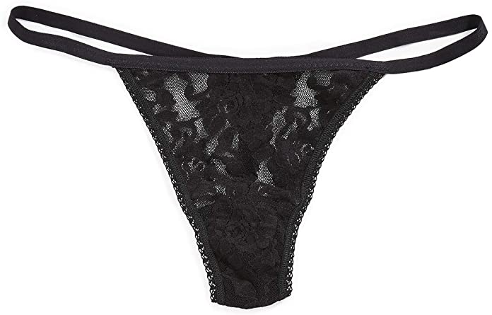 Signature Lace Hi-Rise G-String in Black