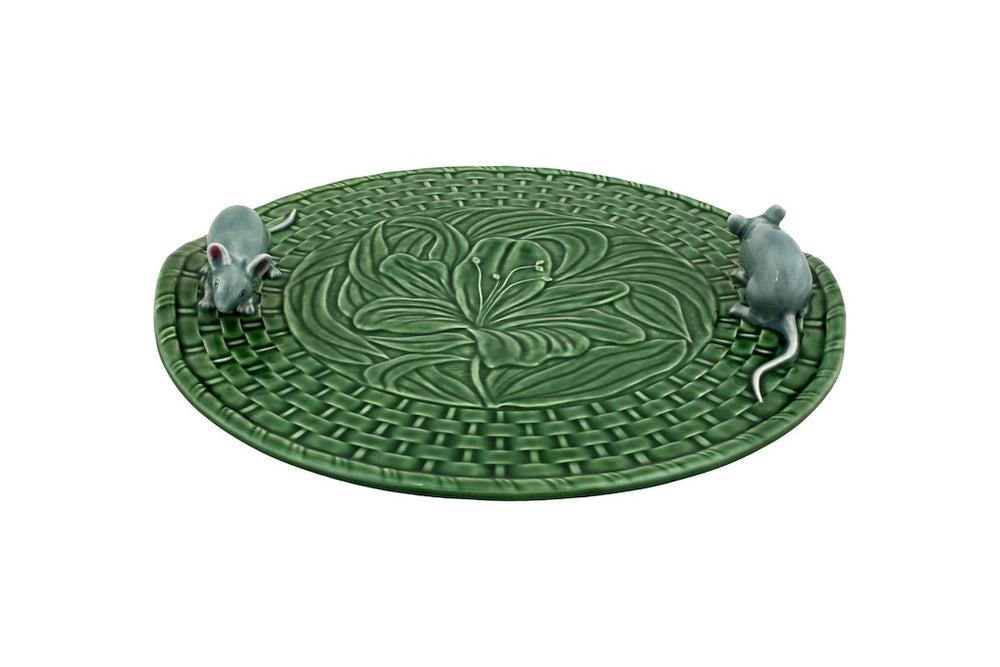 Green Lily Cheese Tray with Natural Mouse