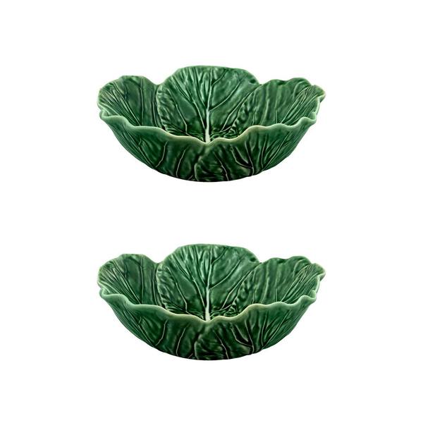 Cabbage Bowl 27 oz Individual Salad Bowl Green, set of 2