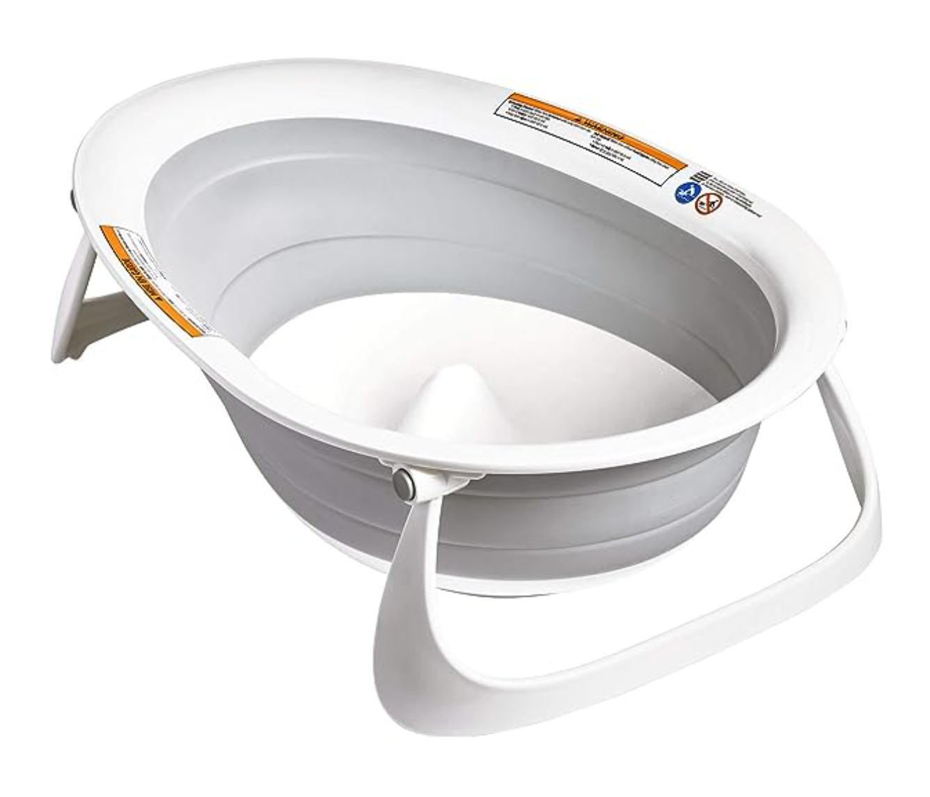 2-Position Collapsible Baby Bathtub, Recline or Sit Up for Infants and Toddlers - Gray