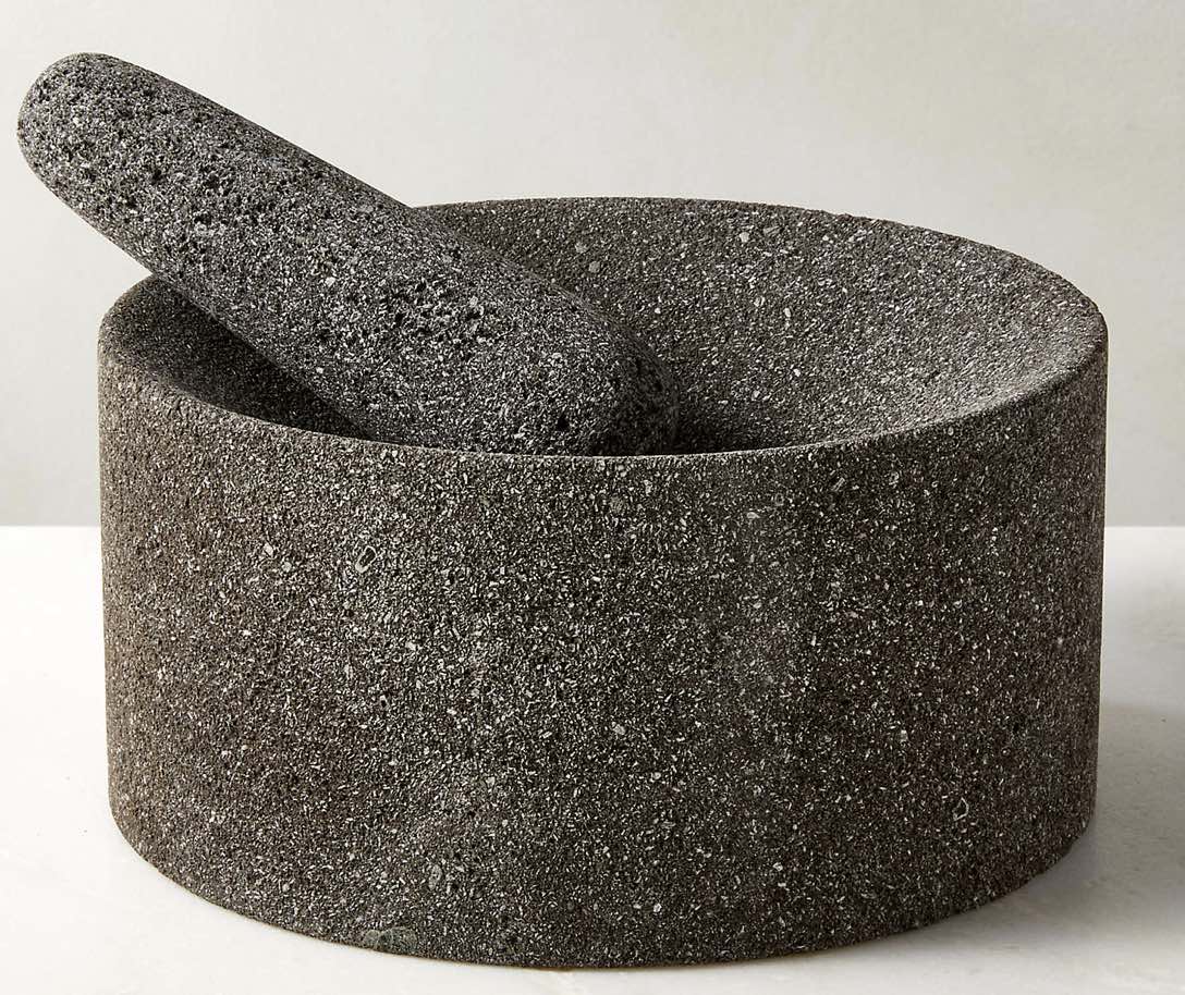 Dark Grey Lava Stone Mortar and Pestle