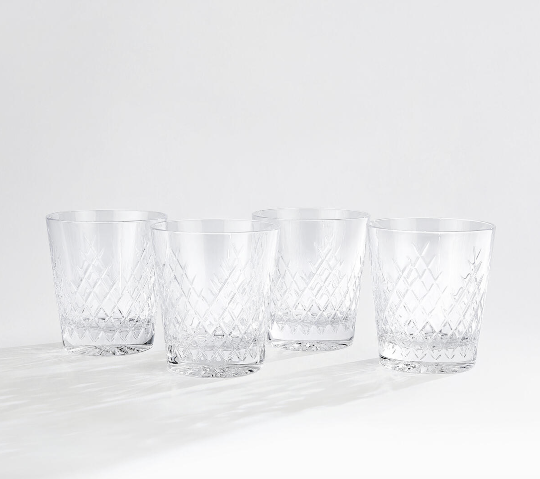 Barwell Cut Crystal Rocks Glass, Set of 4
