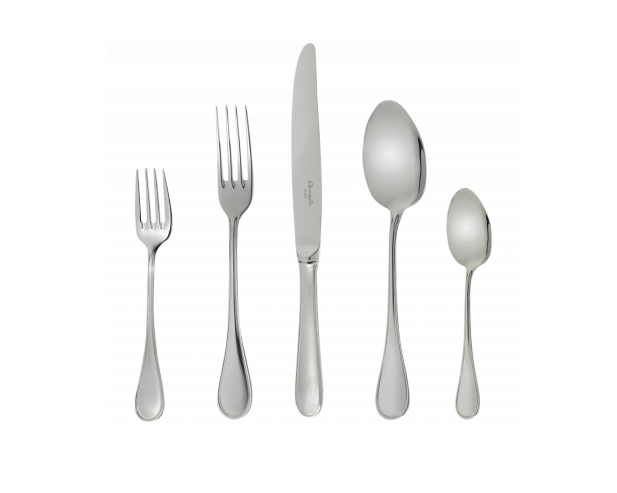 Christofle Albi Acier Stainless 48 Pieces Set for 12 people in Chest (12x: Dinner Fork, Dinner Knife, Table Spoon, After Dinner Teaspoon) | Gracious Style