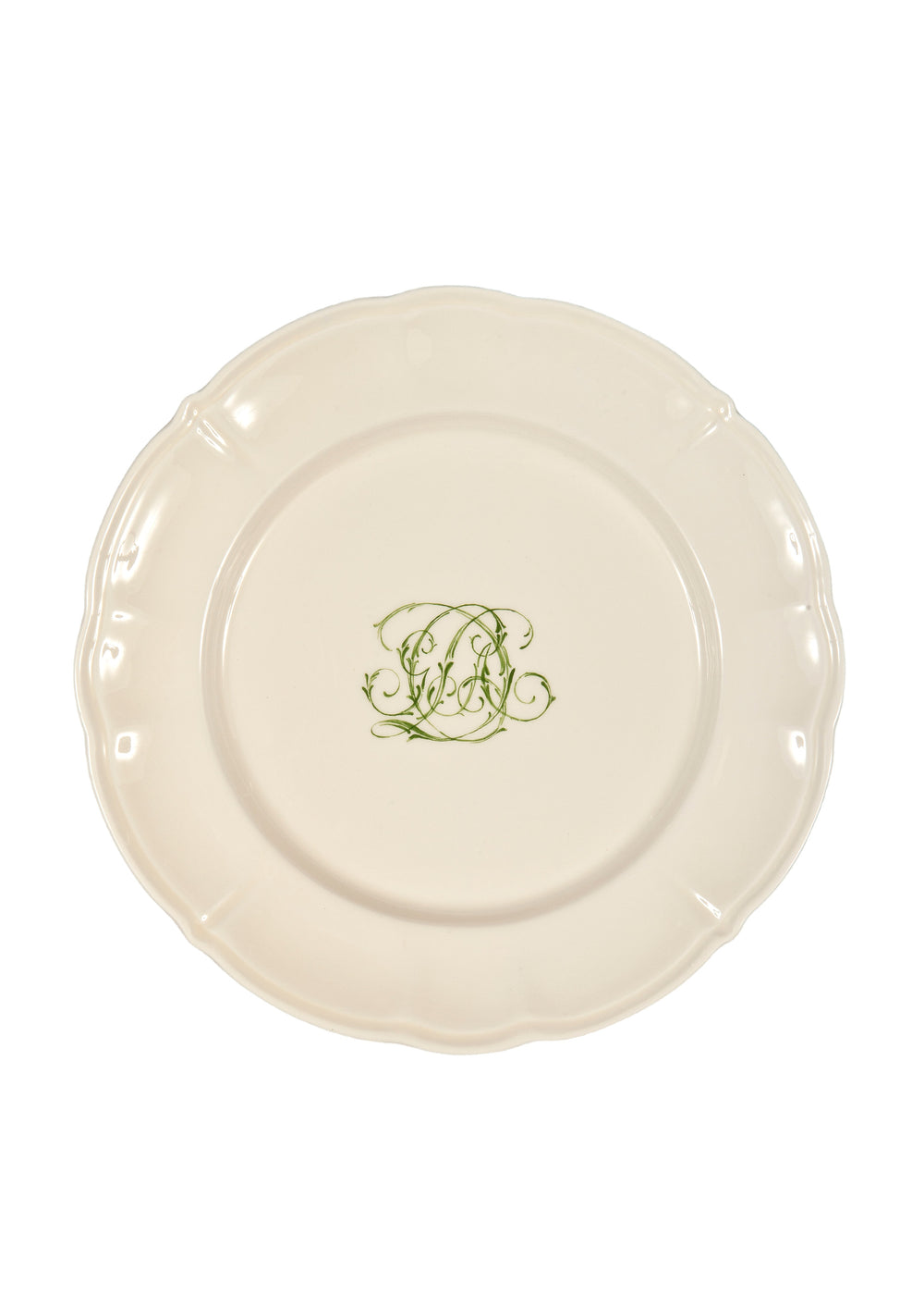 Bespoke Flourished Plate with Cursive Monogram, Set of 12