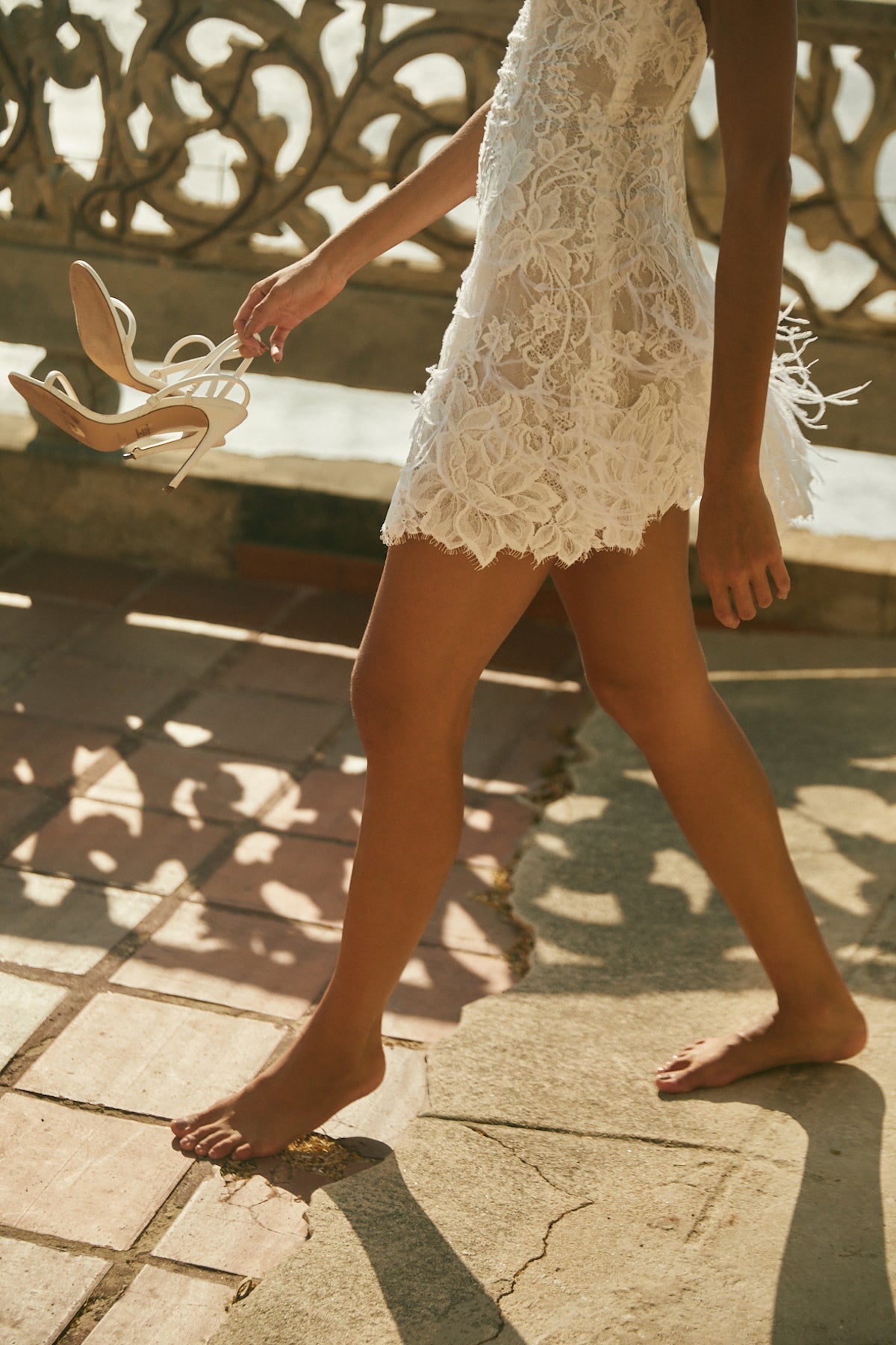 Liza Mini Lace Dress in White | Over The Moon