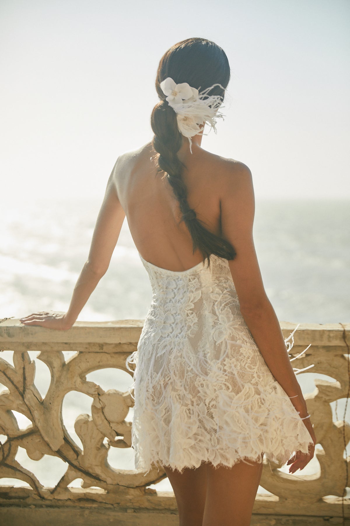 Liza Mini Lace Dress in White | Over The Moon