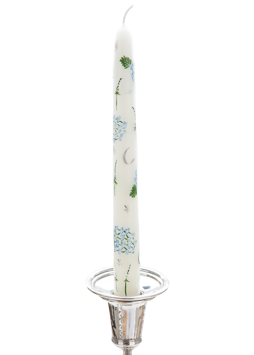 Ivory Evening Hydrangeas Hand-Painted Taper Candles, Set of Two