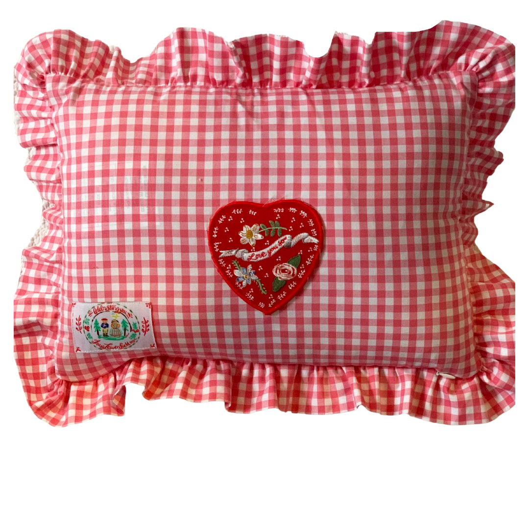 Gingham Love You So Rectangle Ruffle Pillow