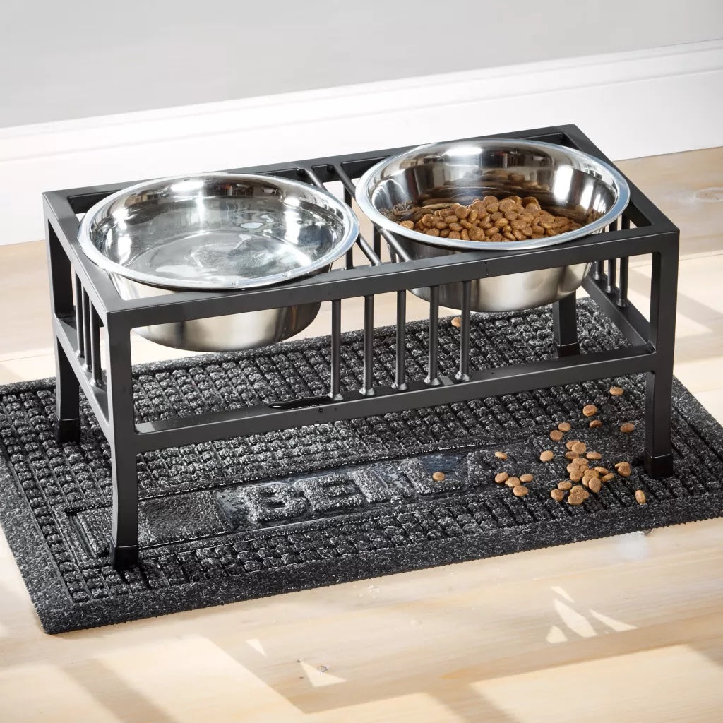 Black Steel Raised Feeder - Double Feeder - Large