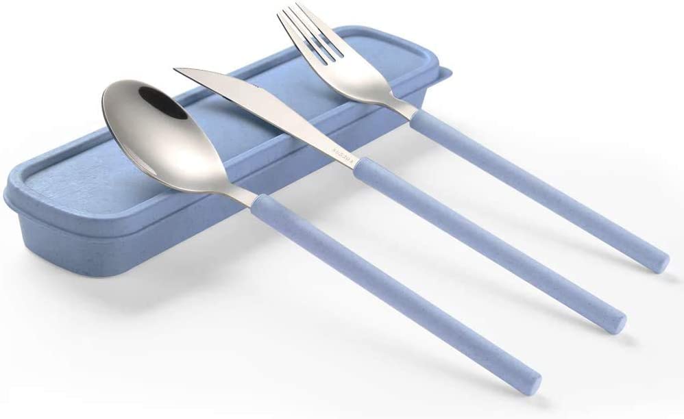 3 Piece Outdoor Flatware Set with Case - Blue