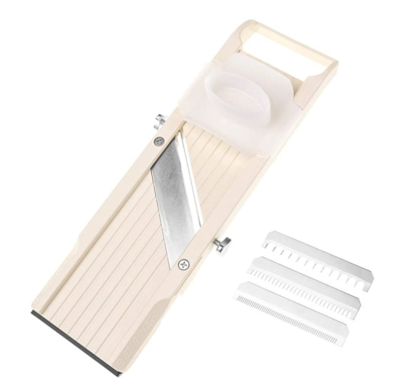 Benriner Mandoline Slicer, with 4 Japanese Stainless Steel Blades, Beige