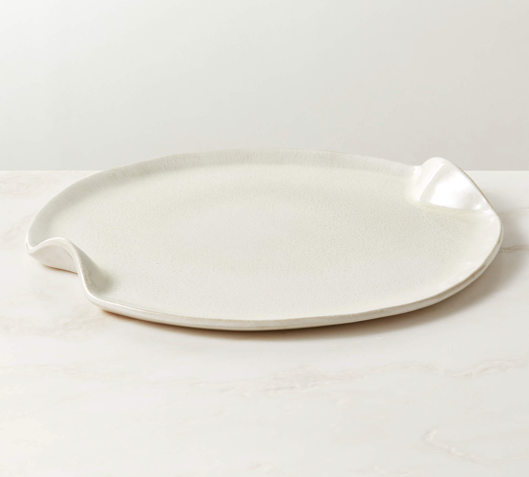Alvize Round Grey Ceramic Serving Platter with Crackle Glaze