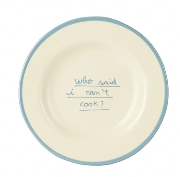 Blue & White 'Who Said I Can't Cook' Dessert Plate Set