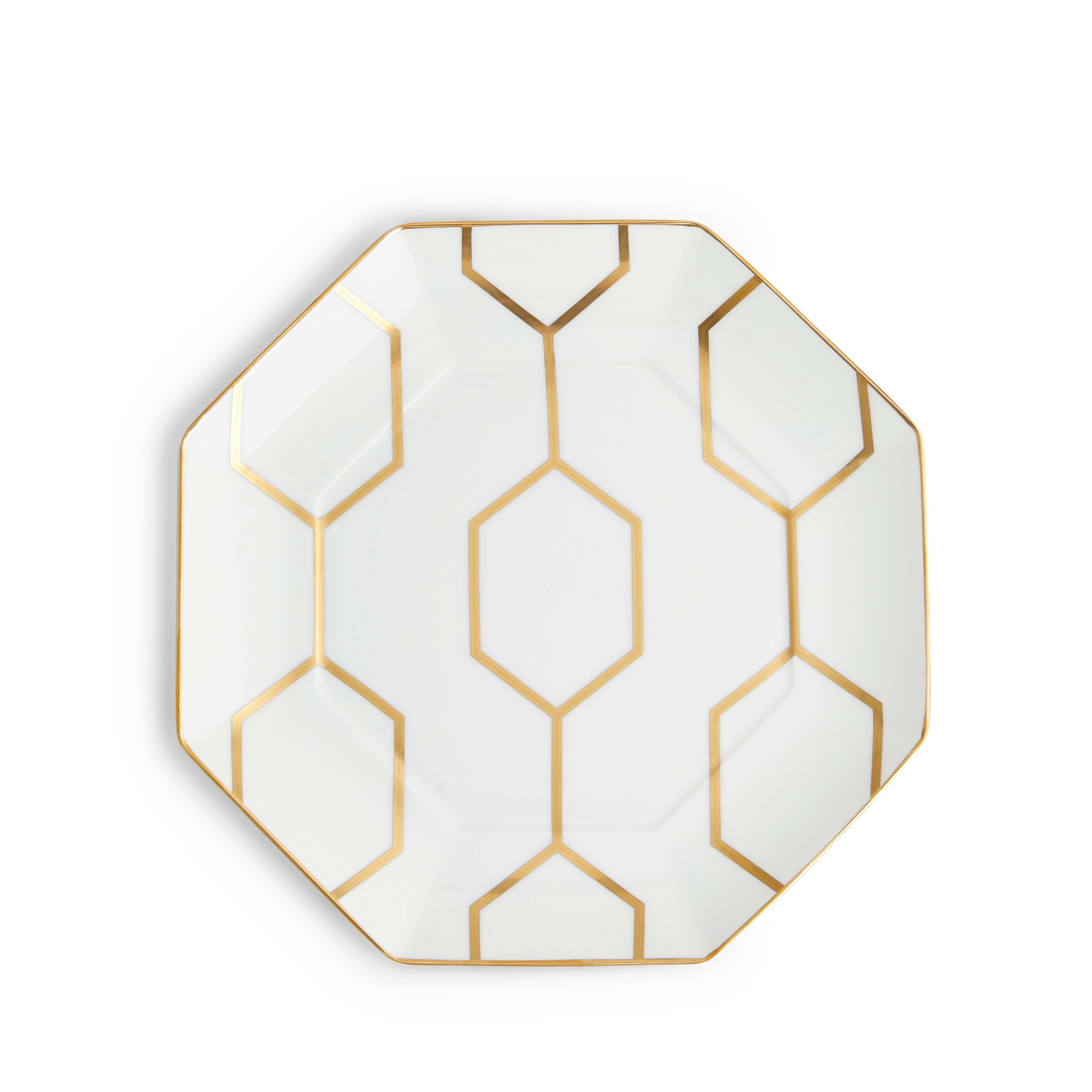 Gio Gold Accent Plate Octagonal 9.1" in White