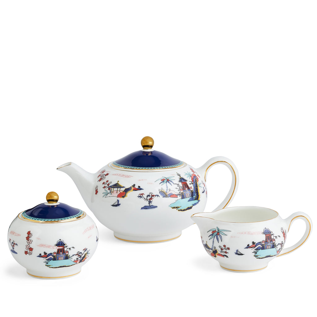 Wonderlust 3-Piece Tea Set in Blue Pagoda