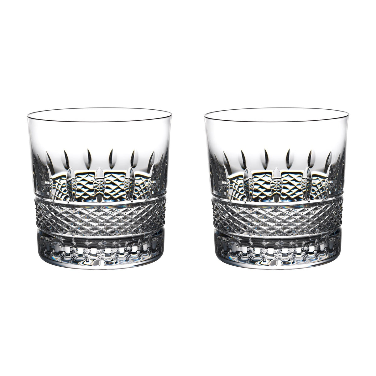 Front view of Irish Lace Tumbler 7 oz set of 2 showcasing diamond and wedge cuts with white background