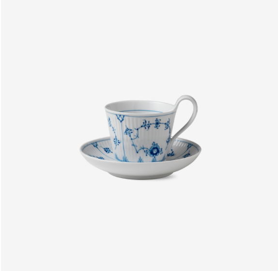 Blue Fluted Plain - High Handle Cup and Saucer 25 cl