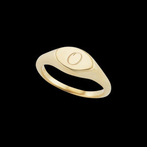 Engraved Initial Signet Ring in Yellow Gold